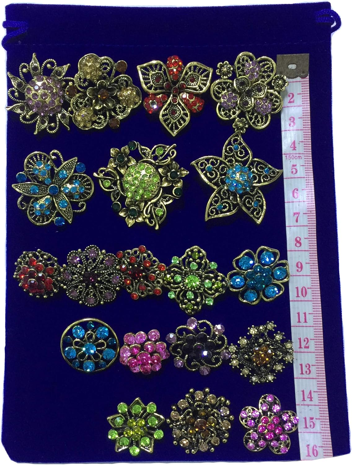 Ezing Lot 36pc Crystal Flower Brooches Pins Wholesale for DIY Wedding Bouquet (C) - Image 8