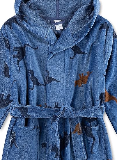 Sanetta Jongensbadjas blauw gestreept | Hoogwaardige en behaaglijke badjas van een katoenmix voor jongens. Badjas voor jongens, blauw, 116