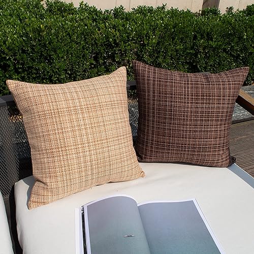 Miniatura 5 de Kevin Textile - Juego de 2 fundas de almohadas decorativas para exteriores, impermeables, cuadradas, para jardín, patio, tienda de campaña, sofá, de