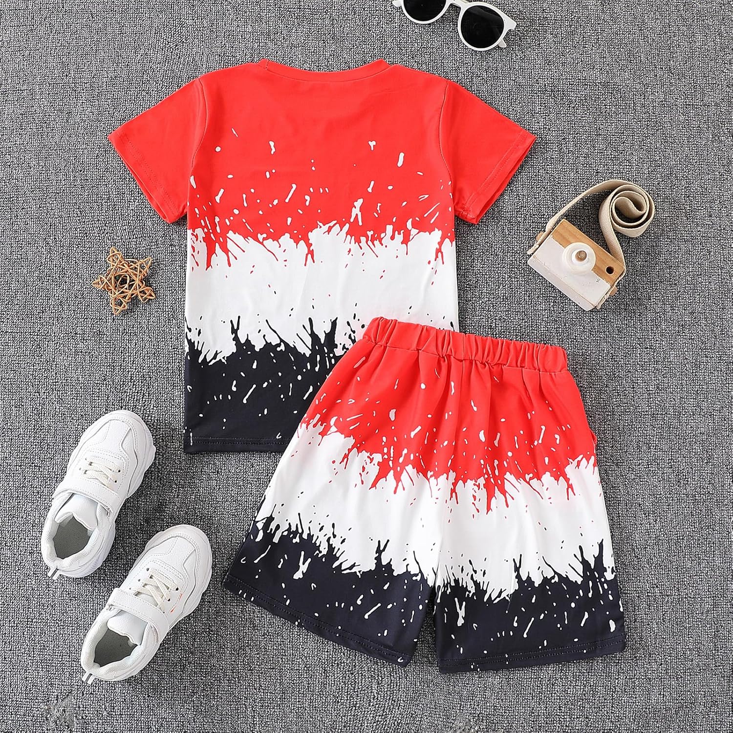 Kids Tween Boy Casual Clothing Set Letter Graphic Colorblock Tee +Shorts Summer Clothing Set - Image 7
