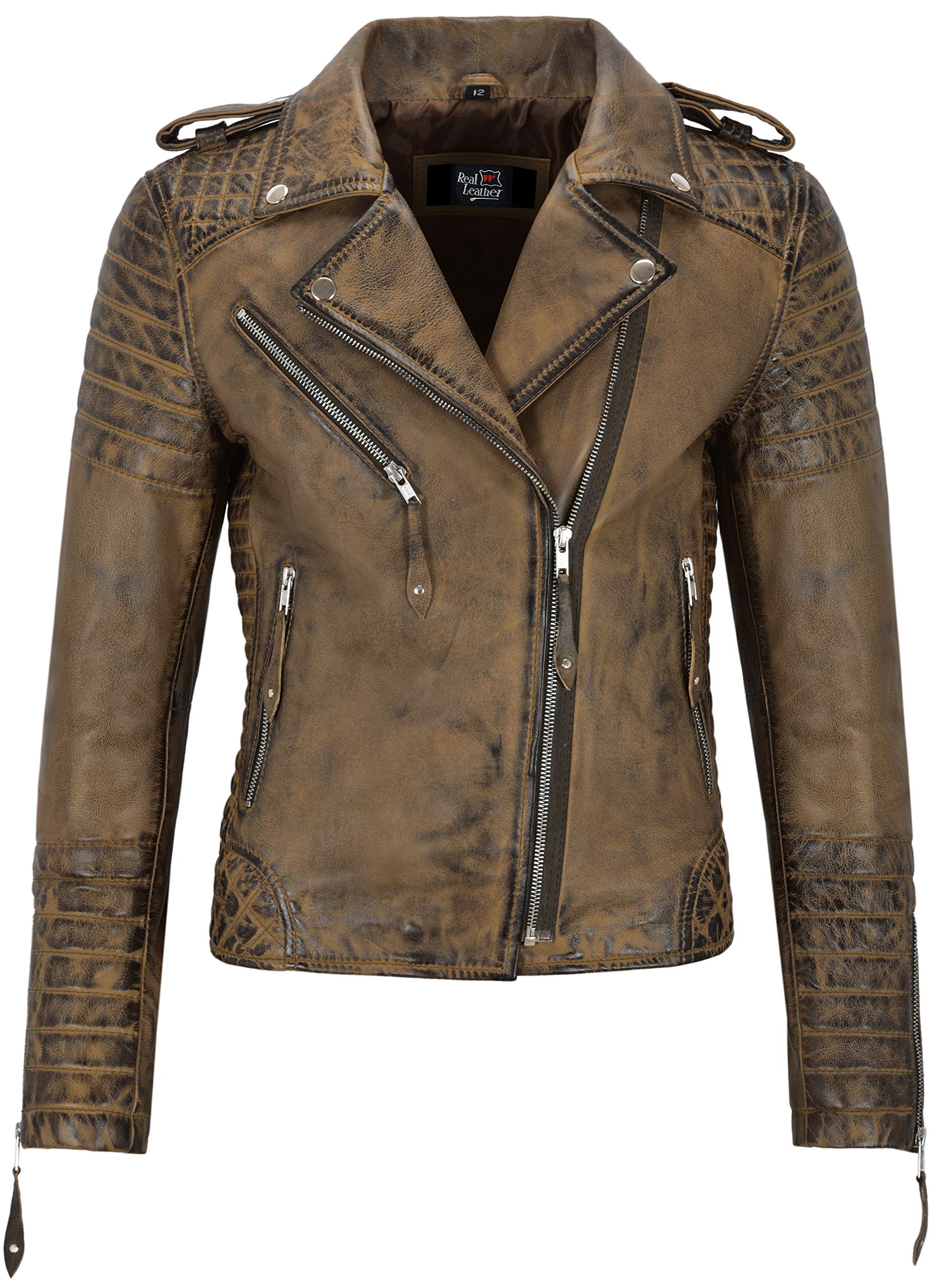 Carrie CH Hoxton Womens Leather Jacket Classic Fashion Biker Style Real Lambskin Soft Casual Leather Jackets for Ladies 2260