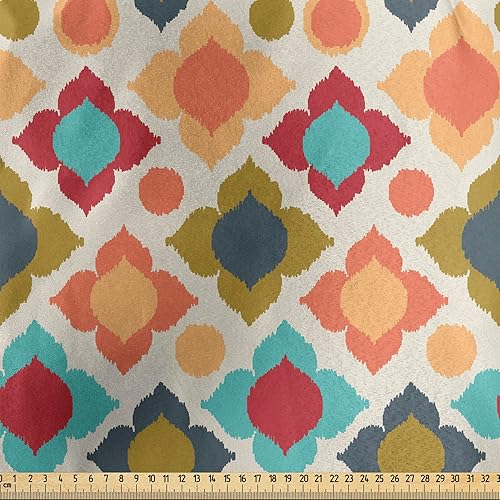 Miniatura 815 de Ambesonne The Yard - Tela de hibisco de flores tropicales en tonos de la vida real, tela decorativa para tapicería, cestas de almacenamiento