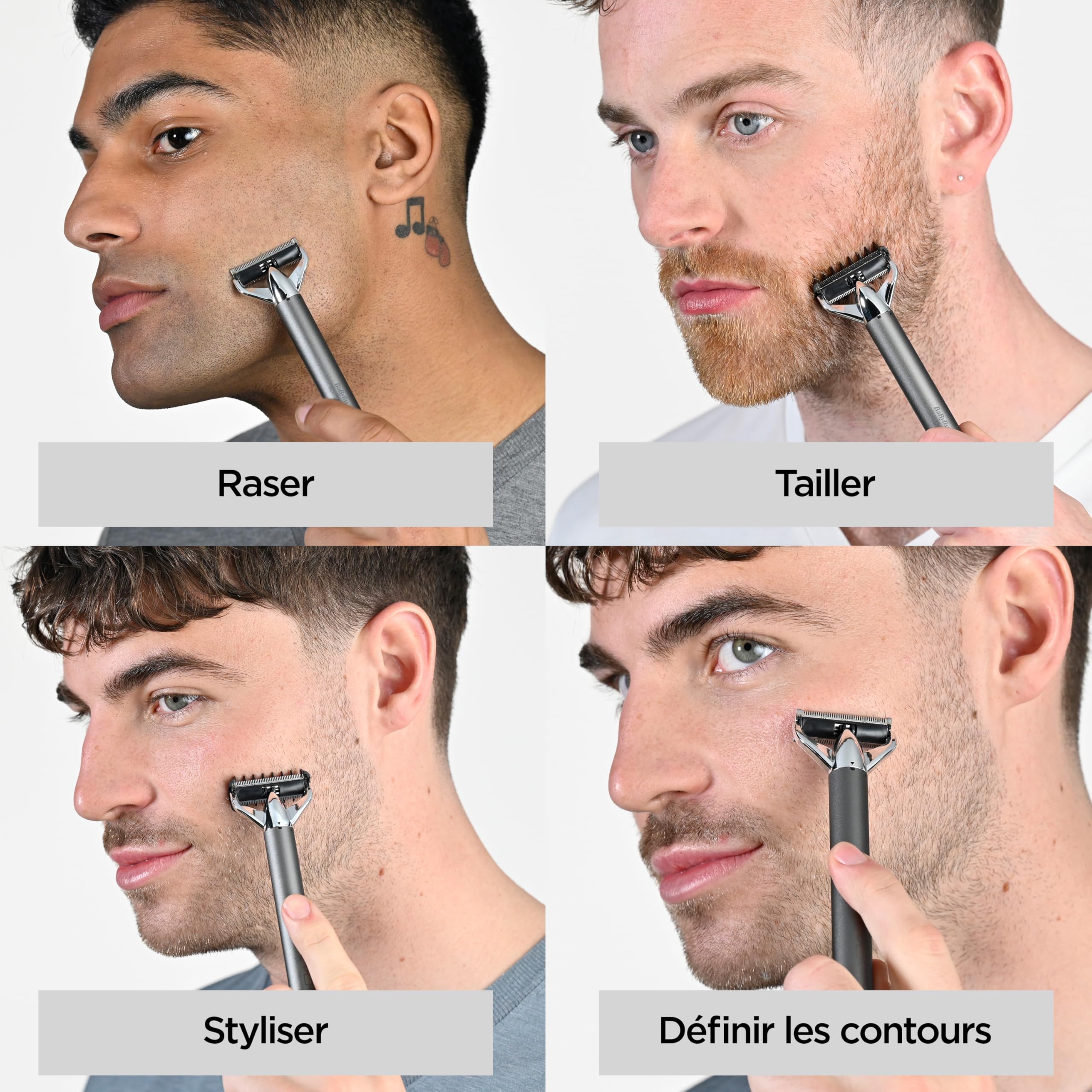 BaByliss Tondeuse barbe et rasoir électrique X-Blade, Lames ultra-aiguisées, Tête flexible à 50°, 4 sabots de 1 à 5mm, Sans fil batterie lithium, 100% Waterproof, OT996E