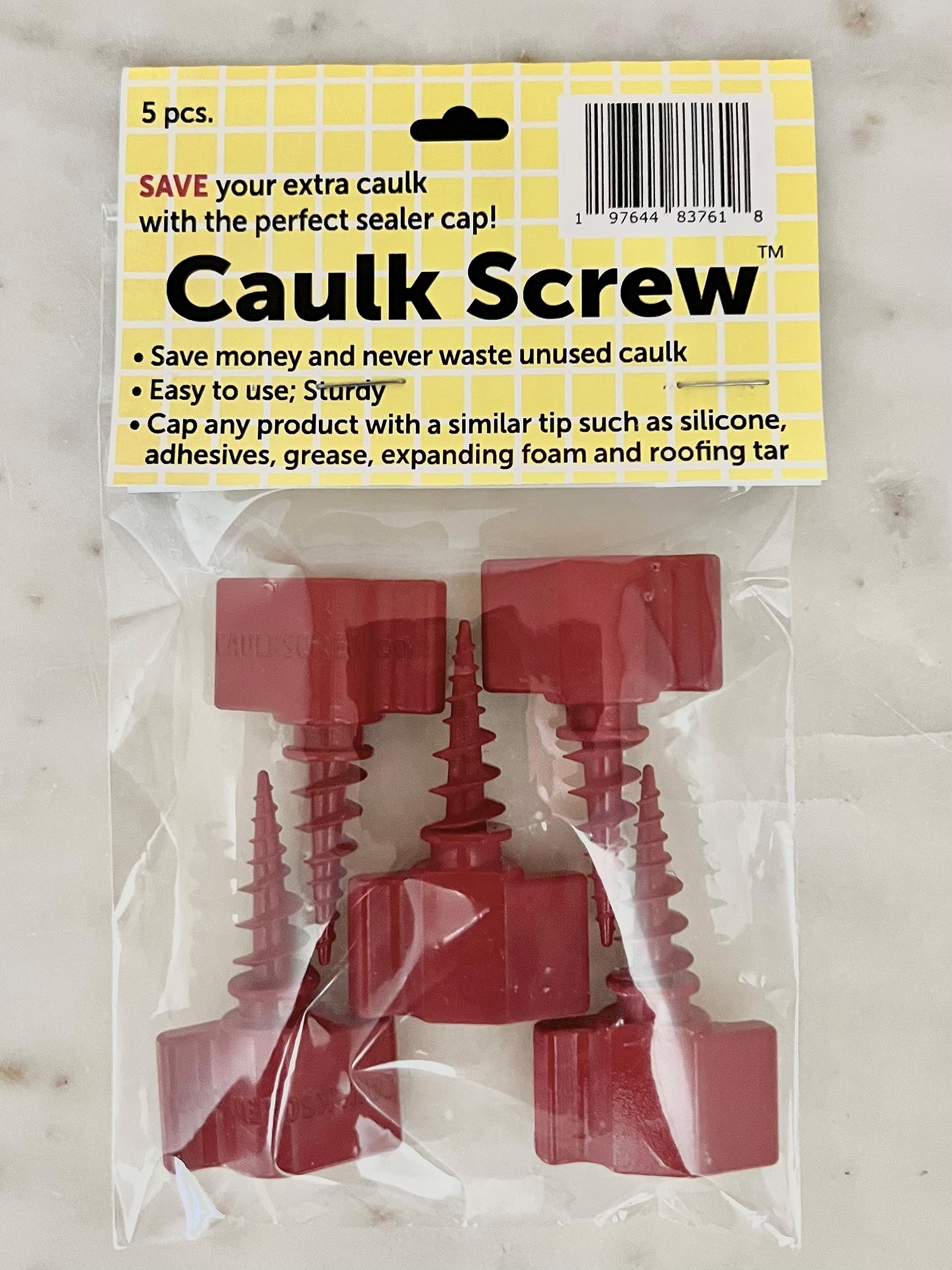 Caulk Tube Sealing Tool – Screw-On Saver Caps for Caulking Guns, Prevent Drying and Leakage, Reusable Tool Accessory, 5-Pack