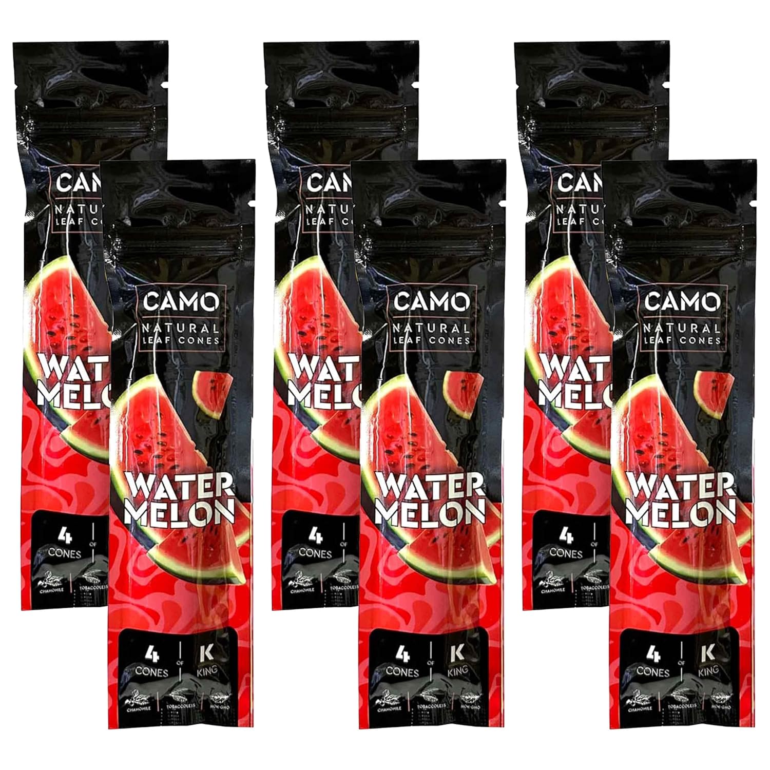 Camo Cones King Cones 4 Cones Per Pack (Blueberry, Watermelon, Strawberry, Vanilla, Green Apple, Pineapple, Russian Cream, Peach) (12 Pack)