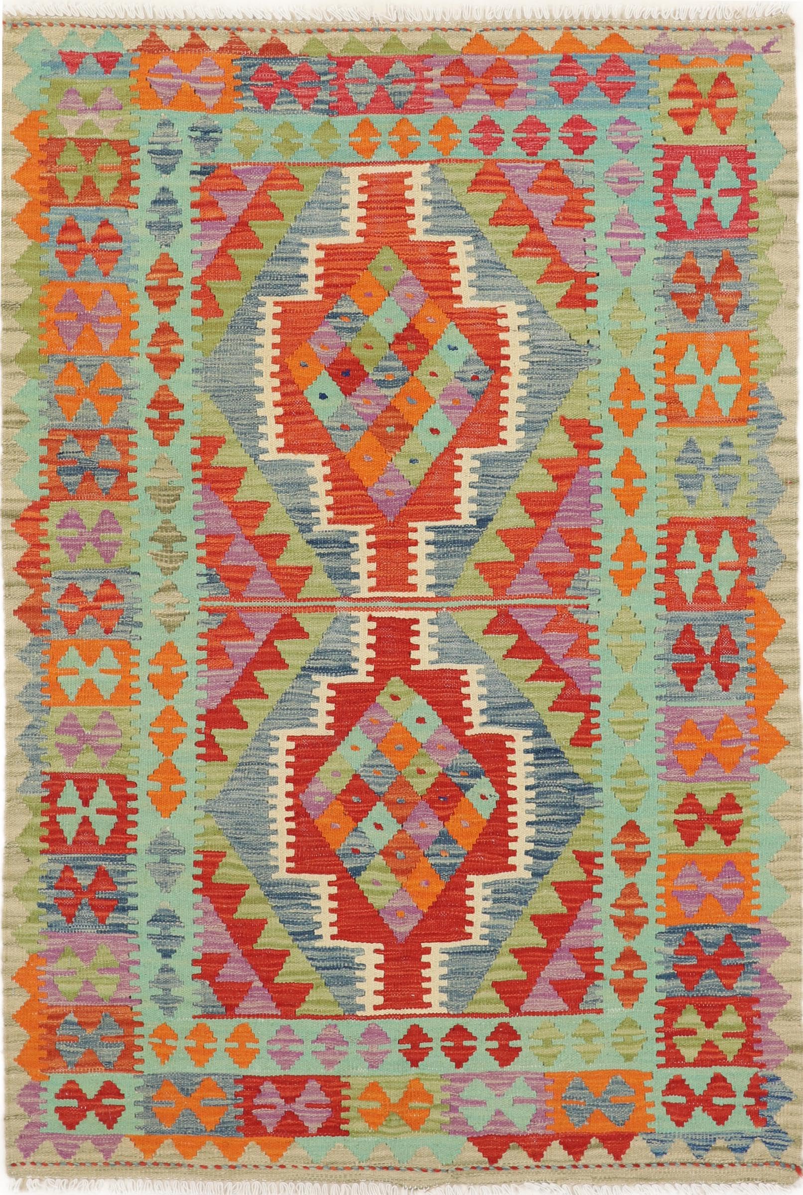 Tapis Kilim afghan en laine de 105x155 cm fait main pour salon cosy
