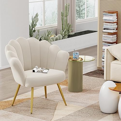 Miniatura 9 de Alunaune Silla decorativa de terciopelo de mediados de siglo, silla de tocador tapizada para sala de maquillaje, moderna silla con brazo de barril