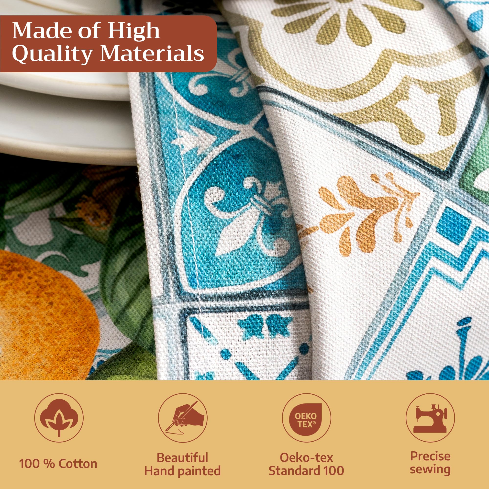 Maison d' Hermine Servilletas de Tela, 100% algodón, Juego de 4 servilletas Decorativas Lavables para Regalos del día de la Madre, hogar, Boda, Banquete, agrume, Primavera/Verano (45 cm x 45 cm)