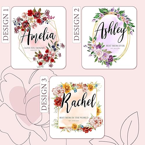 Miniatura 2 de Bolsa de mano personalizada para el Día de la Madre para mujeres con nombre – 3 diseños – Bolsa de lona floral personalizada regalo para mamá –