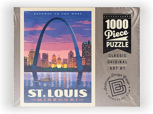 Miniatura 8 de MyPuzzle St. Louis, MO Gateway Arch at Sunset, póster vintage, rompecabezas de 1000 piezas prémium para adultos