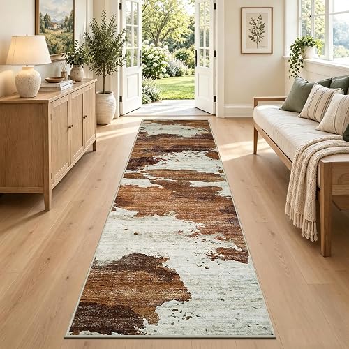 Capslpad 2x8 Washable Runner Rug (Caramel & Beige)
