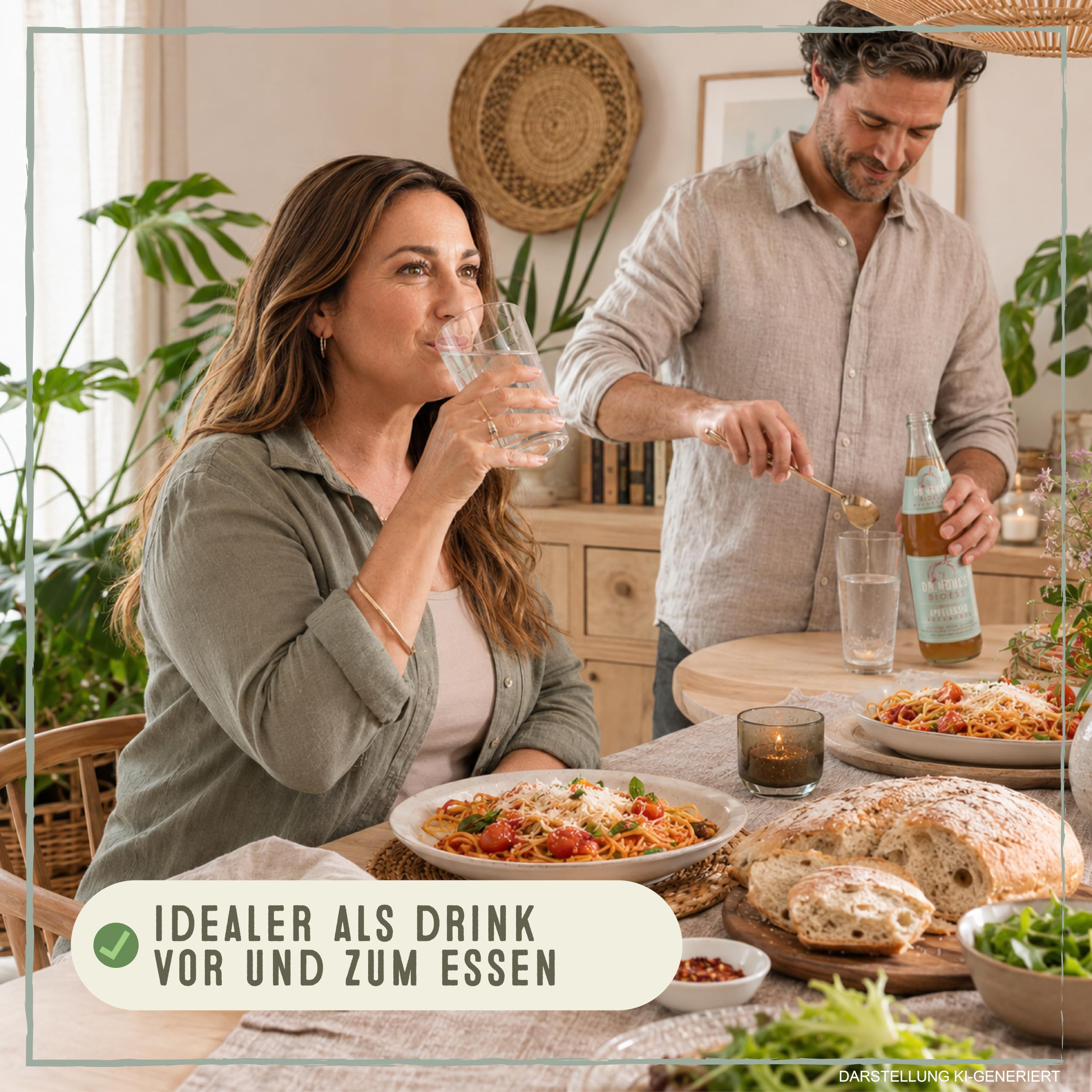 Vinagre de manzana ecológico sin filtrar en pack de 6 botellas, con sedimentos naturales, elaborado con manzanas enteras procedentes de huertos alemanes, vegano, BioEss, desde 1962 (6 x 500 ml).