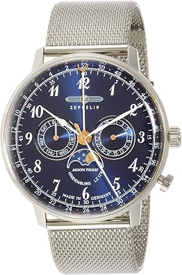 [LED ZEPPELIN] Zeppelin Hindenburg Watch Black Dial Moon Phase 7036 m3 Mens [Regular Import Goods]
