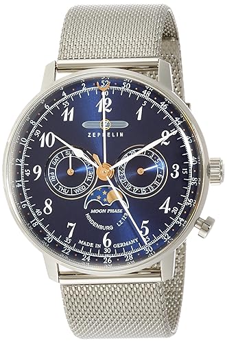 [LED ZEPPELIN] Zeppelin Hindenburg Watch Black Dial Moon Phase 7036