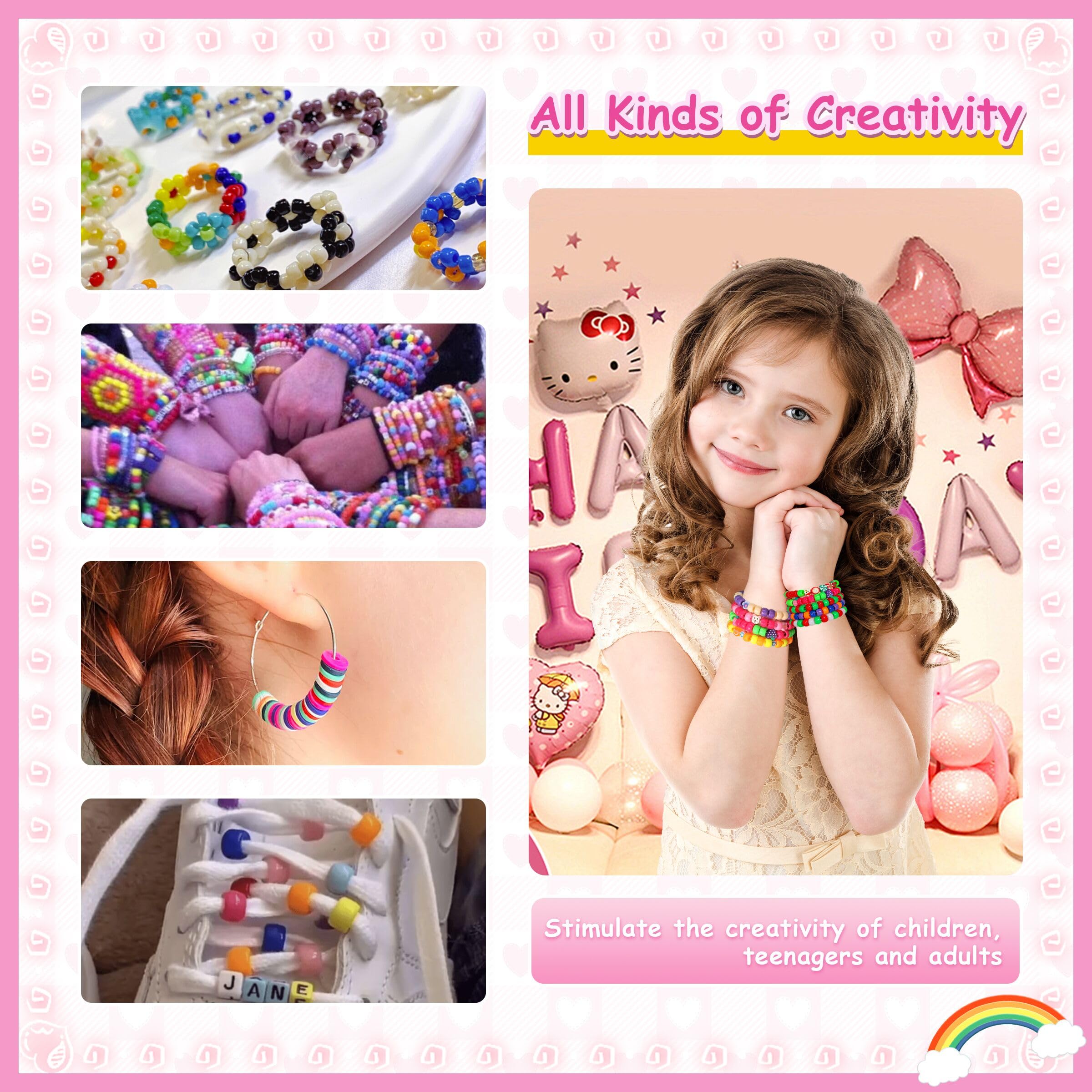 Bracelet Making Kit for Beginners - Smile Face, Letter, Clay Beads for Jewelry Making Friendship Bracelets - DIY Arts and Crafts Christmas Gifts Toys for Kids Age 6+ - Image 5