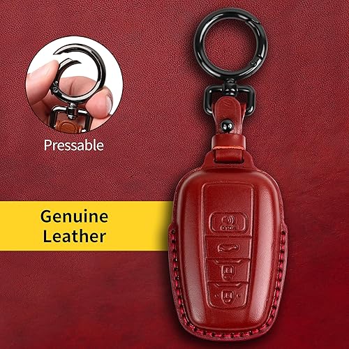 Miniatura 5 de Tukellen Funda de piel auténtica para llavero Toyota con llavero, protector de cuero compatible con RAV4, Camry, Corolla, Avalon, C-HR, Prius, GT86,