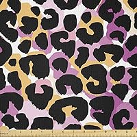 Vista 32 de Ambesonne The Yard, muñecas japonesas Kokeshi con estampado de flores de Sakura, estampado cultural, tela de punto elástico para ropa, costura