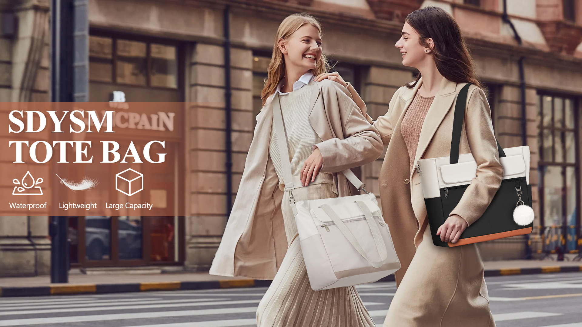 Canvas Tote Bags for Women with Zipper Waterproof Work Bag