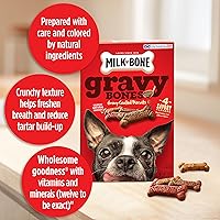 Vista 5 de Milk-Bone Gravy Bones - Golosinas para perros con 4 sabrosos sabores de carne recubiertos en salsa, 7 libras