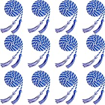 12 Pieces Graduation Honor Cord Braided Honor Cord with Tassel Graduation Decoration Braided Cords for Graduation Students Grad Days and Graduates Photography Dark Blue with White
