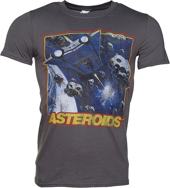 Mens Charcoal Atari Asteroids T Shirt Amazon.co.uk