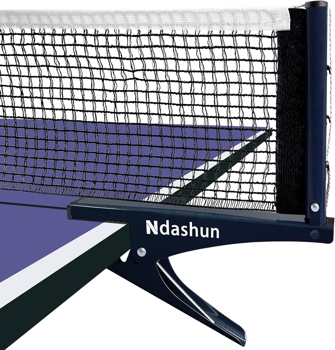 Red de ping pong premium con abrazaderas, red de tenis de mesa plegable y juego de postes, clip activado por resorte, malla ajustable de tensión, portátil y fácil configuración (azul marino)