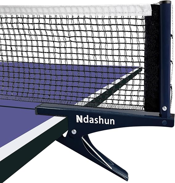 Premium Ping Pong Net with Clamps, Collapsible Table Tennis Net and Post Set, Spring Activated Clip, Tension Adjustable Mesh, Portable and Easy Setup (Navy)