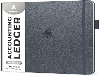 Clever Fox Accounting Ledger Book Horizontal – Columnar Journal & Money Expense Log for Small Business & Personal Bookkeeping,10x7″ (Silver Black)