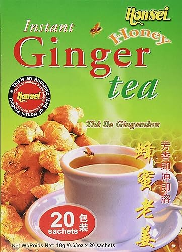 Honsei Té instantáneo de miel de jengibre, 18 g/0.63 oz., 20 sobres