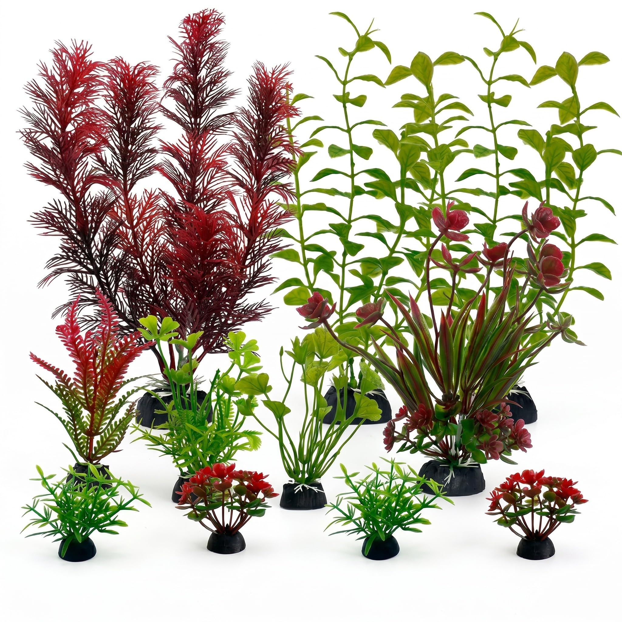 Mtbricey 11 Pcs Realistic Fish Tank Plants Set Multi Height Artificial Aquarium Decorations Multicolor Water Plants Easy Care Underwater Aquascaping Set for All Fish Tanks fish tank plants