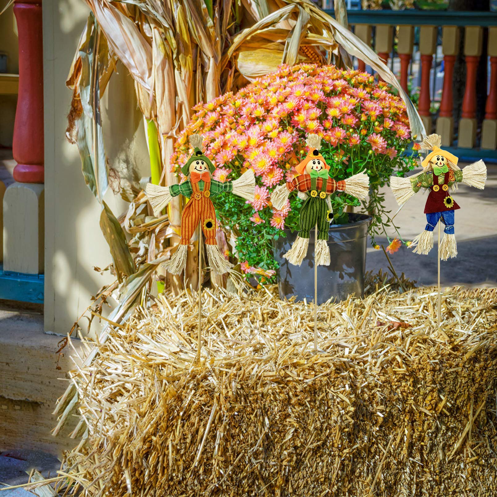 EBaokuup Halloween zestaw 10 dekoracyjnych strachów na wróble - 30 cm - jesienny żniwa strach na wróble, Święto Dziękczynienia, jesienny strach na wróble na jesień, Halloween, do ogrodu, na podwórko