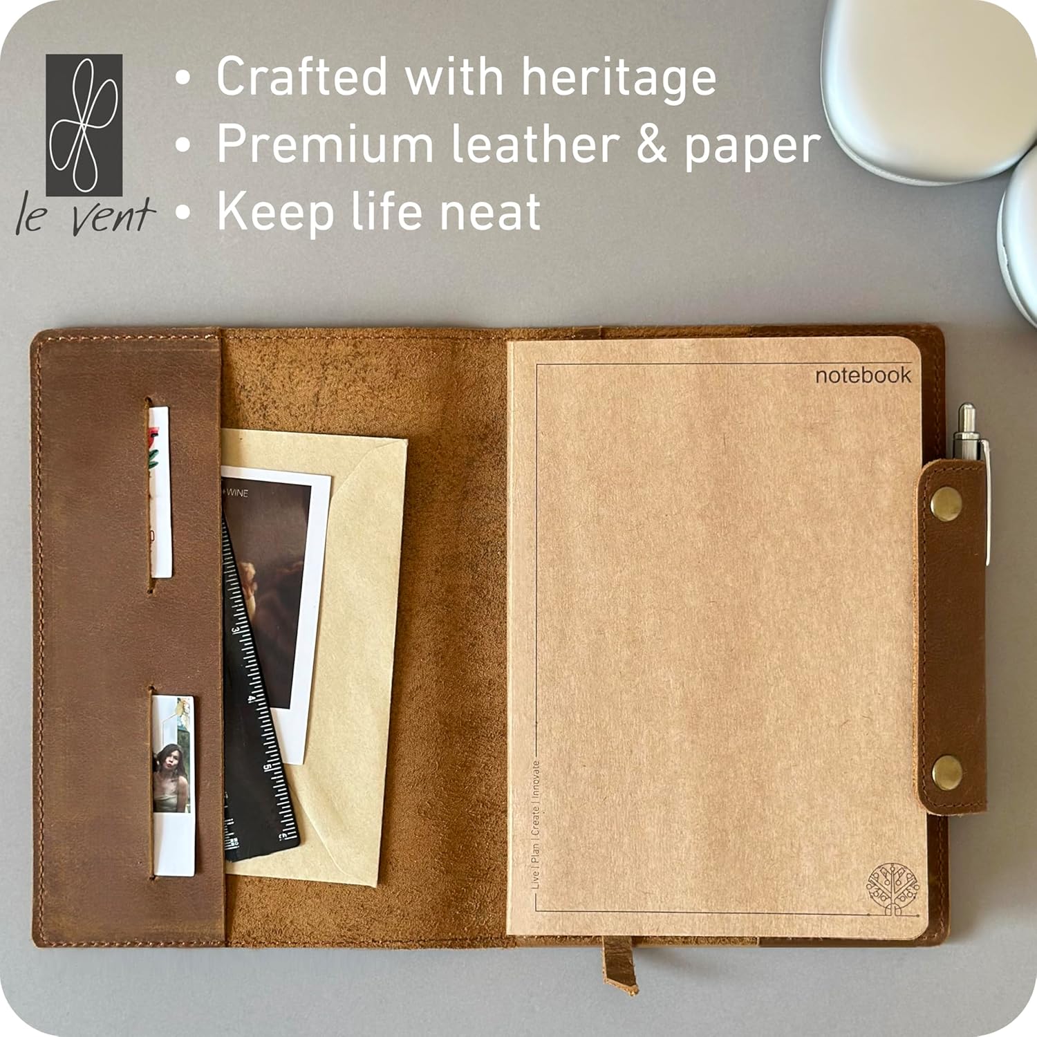 Albero A5 Genuine Leather Journal Refillable – 5x8 Notebook Cover – 360 Lined Pages (100gsm) – Writing Diary Organizer - Vintage Brown Handmade Note Book for Men & Women - Image 2