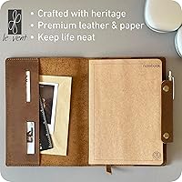Vista 2 de Albero A5 Genuine Leather Journal Refillable – 5x8 Notebook Cover – 360 Lined Pages (100gsm) – Writing Diary Organizer - Vintage Brown Handmade Note