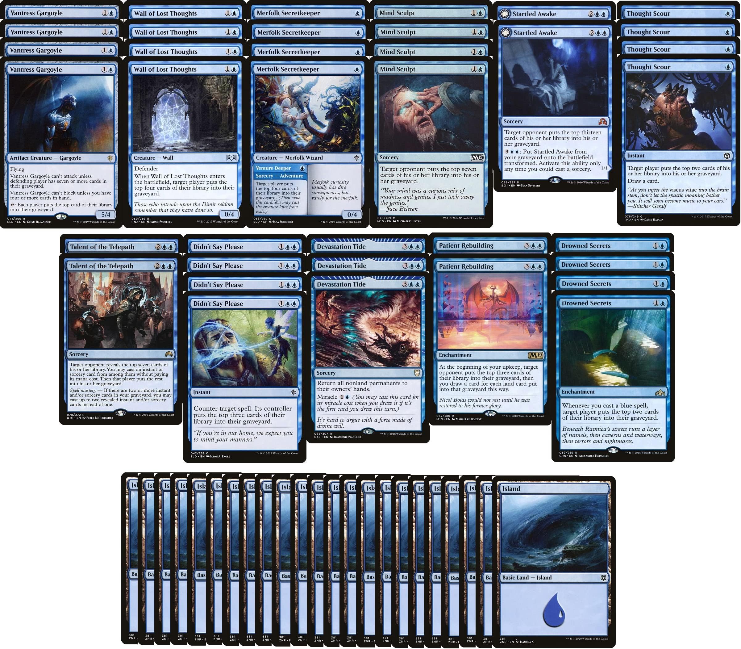 Elite Mill Deck - Mono Blue - Very Powerful - Modern Legal - Custom Built - Magic The Gathering - MTG - 60 Card!