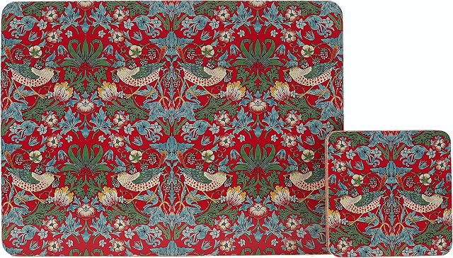 LP Set of 4 William Morris Strawberry Thief Red Dinner Place Mats And Coasters