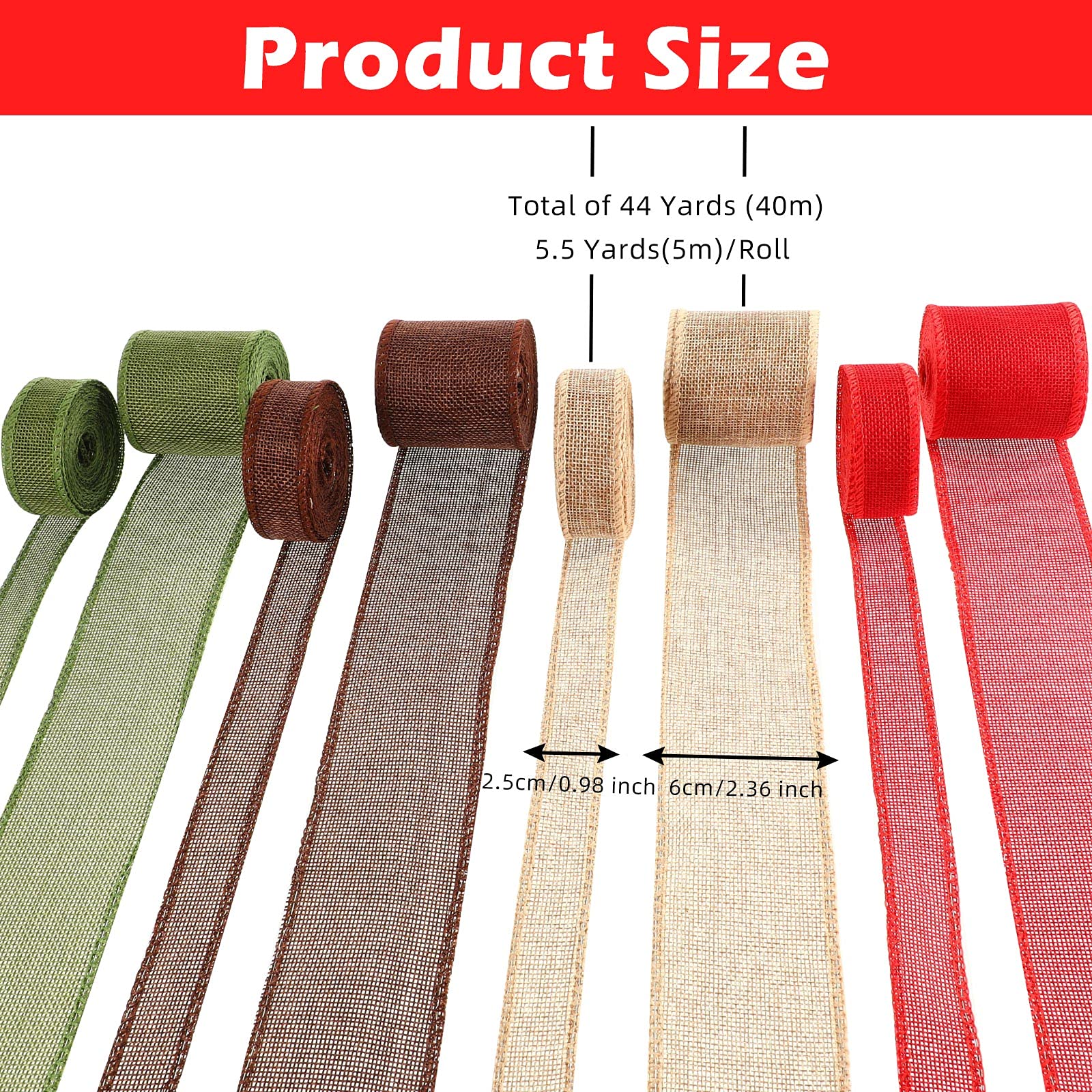 Snapklik.com : 8 Rolls 44 Yards Christmas Wired Edge Ribbons Christmas ...