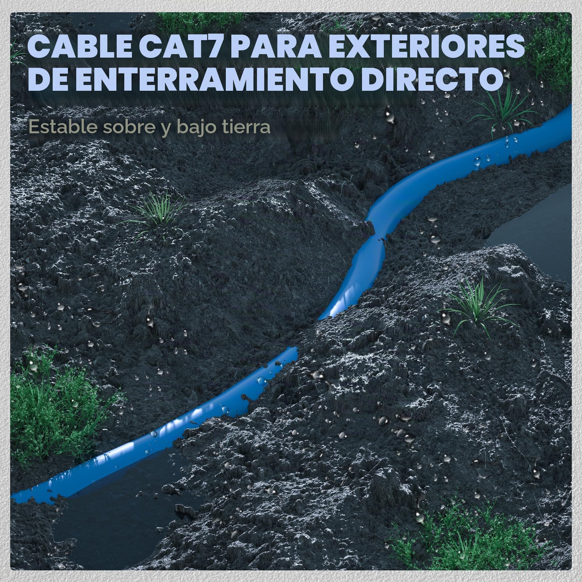 Cat7 Cable Internet 150 Metros, Entierro Directo Cable Ethernet Longitud Personalizable(0-150m), Interior/exterior Impermeable Cable de Red, SFTP Triple Blindaje Cable LAN. Con 20 conectores RJ45