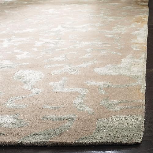 Miniatura 5 de SAFAVIEH Soho Collection SOH525B - Alfombra cuadrada de lana de primera calidad, hecha a mano, color gris topo y azul claro, 6 pies Gris pardo/azul