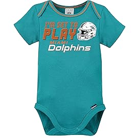 NFL Miami Dolphins 3 Pack Short Sleeve Bodysuit, teal/orange/white Miami Dolphins, 18 Months (137453160DOL18M-442)