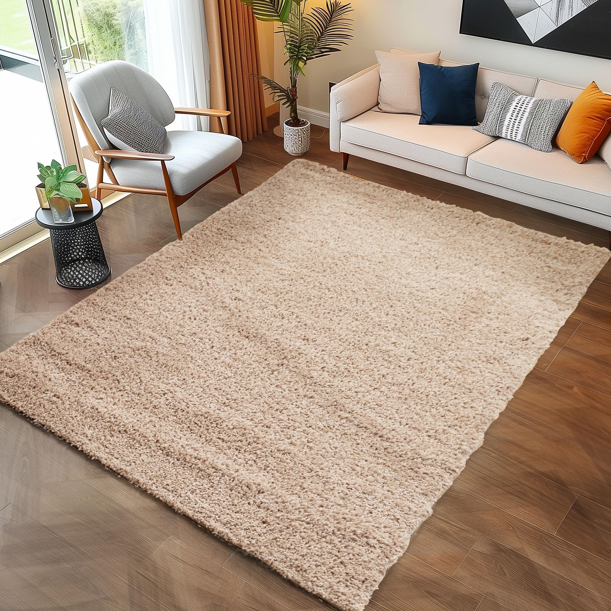Carpettex Teppich Wohnzimmer Hochflor Einfarbiges Design Langflor Shaggy Modern Flauschig
