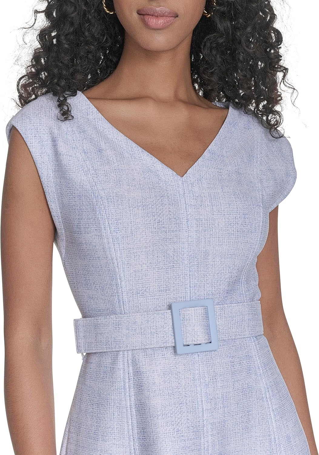 Calvin Klein Women's Sleeveless V-Neck Belted A-Line Midi Dress - Image 5