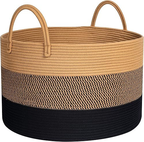 MINTWOOD Design Cesta de manta extra grande de 22 x 14 pulgadas, cesta de lavandería tejida, cestas de almacenamiento de juguetes, cesta decorativa