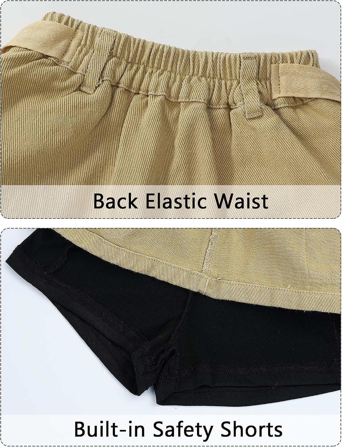 Happy Cherry Girl's Straight Cargo Mini Skirt Drawstring Denim Y2K Solid High Waist Bodycon Skirt with Flap Pocket