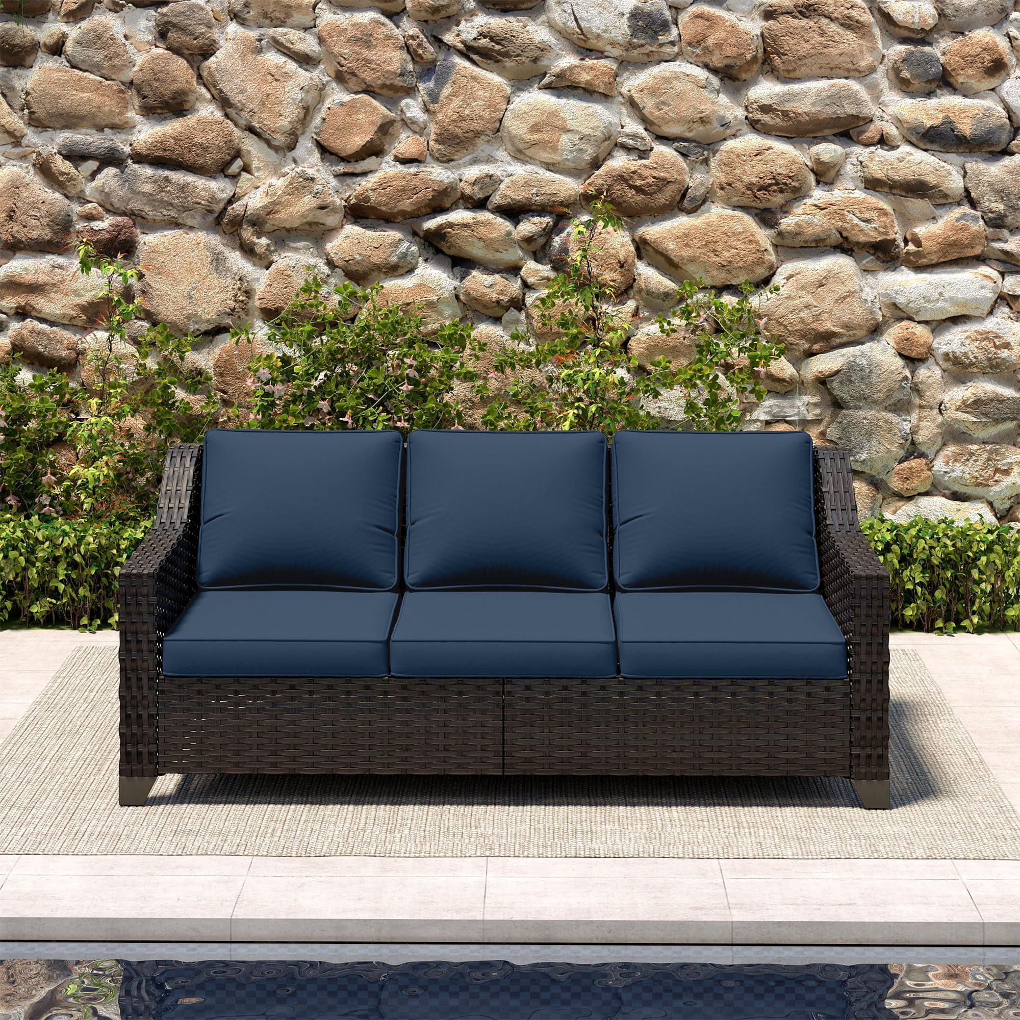 MeetLeisure 77'' Rattan 3-Seat Sofa