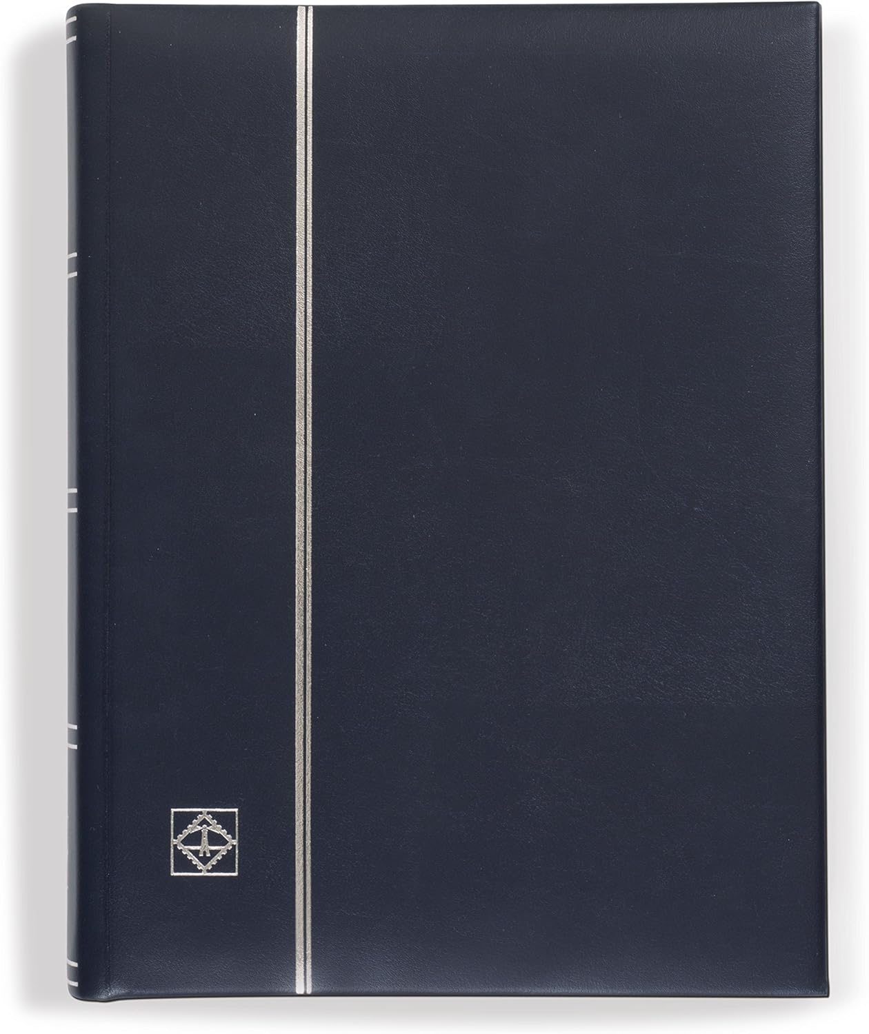 Lighthouse Stockbook Leather, DIN A4, 64 Black Pages, Padded Genuine Leather Cover, Blue