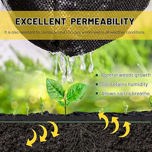 Miniatura 3 de Tela de barrera de malezas para jardín, tela de paisaje de 3.2 onzas, tela resistente para malas hierbas, 3 pies x 100 pies, color negro