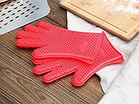 Vista 7 de New Star Foodservice 32376 - Manoplas de horno de silicona de grado comercial, color rojo, juego de 2