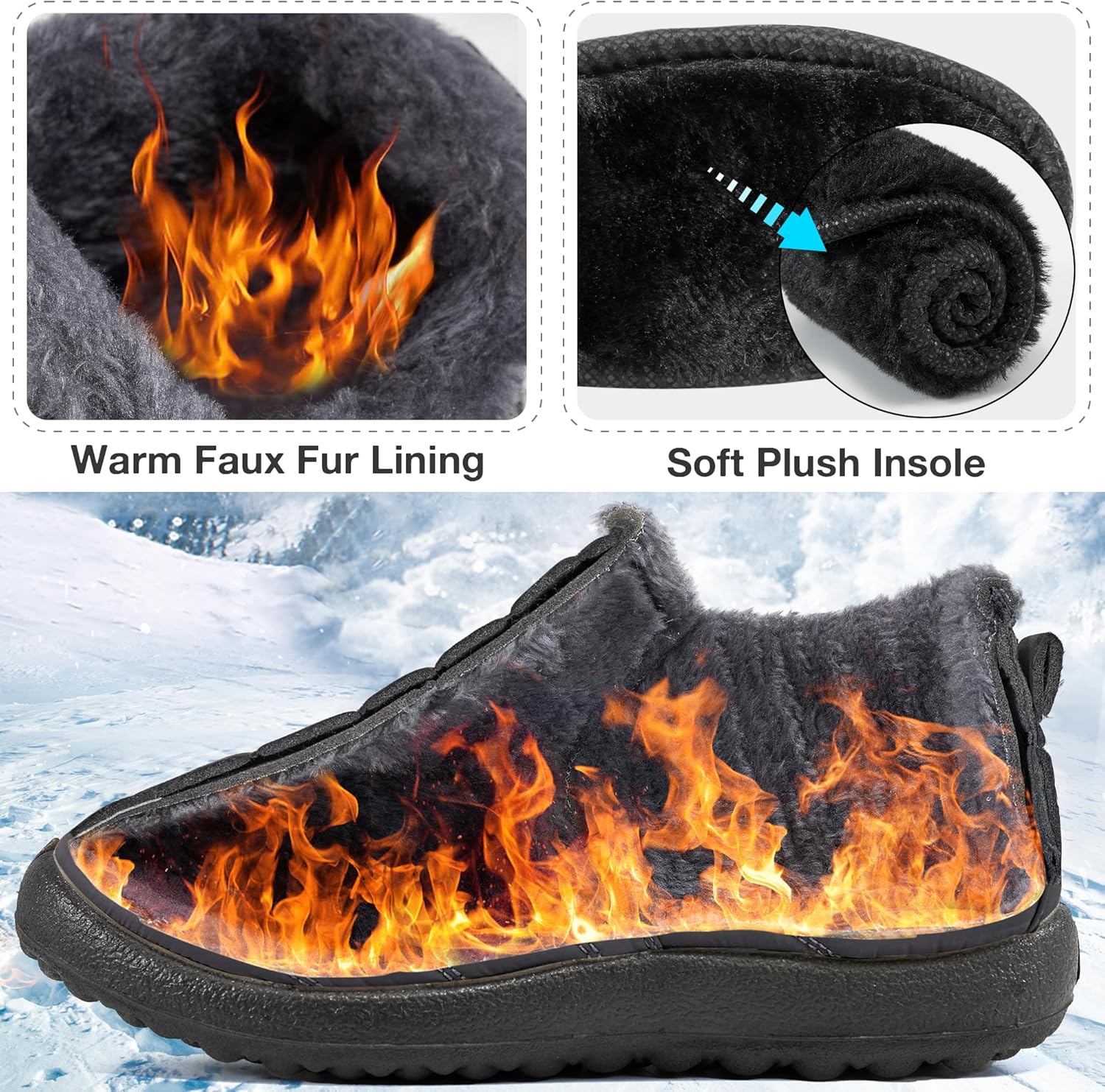 Alicegana Snow Boots for Women Winter: Warm Fur Lined Ankle Booties Comfortable Waterproof Slip On Lightweight Womens Boots - Image 3