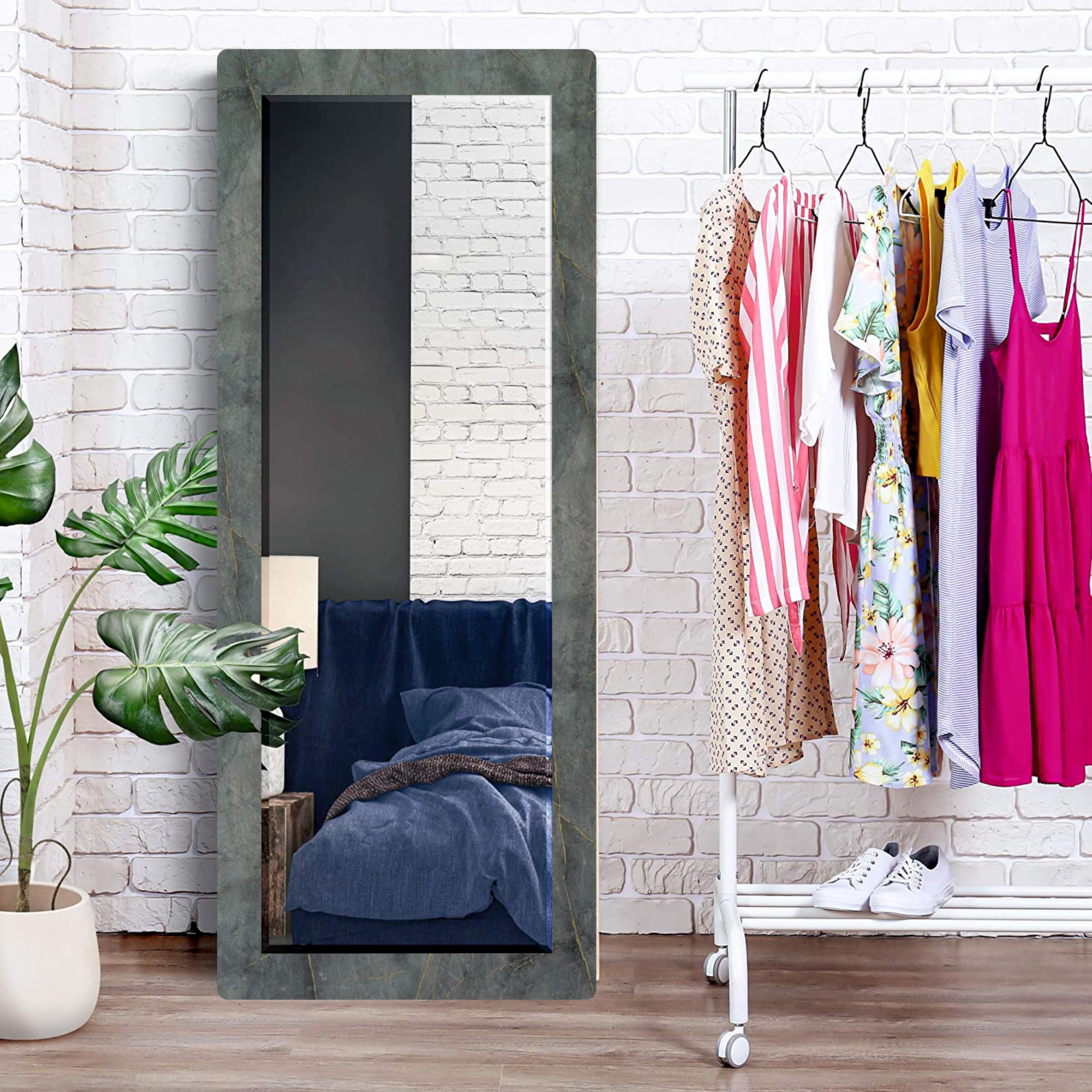 HD Wall Mirror - 15x39 Inch - Black Frame -17