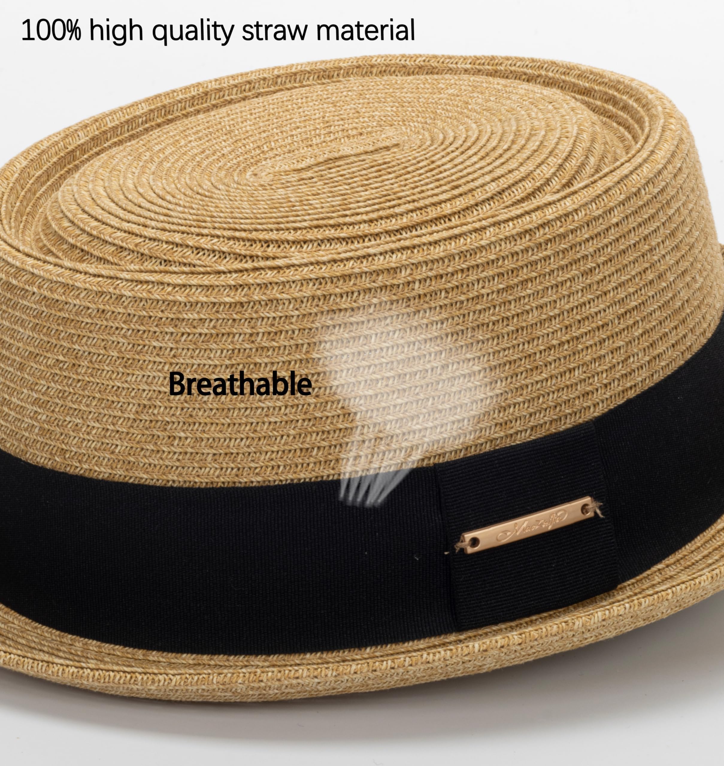 Sombrero de paja para el sol de los años 20 con parte superior plana, sombrero estilo fedora para hombre, mujer, unisex